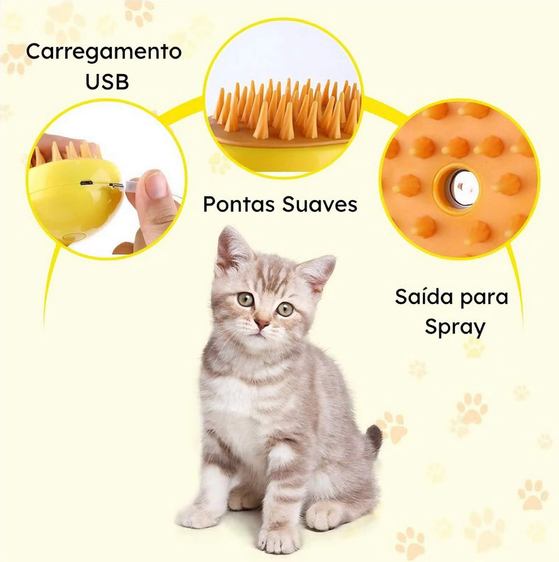 Escova Massageadora com Vapor para Pets