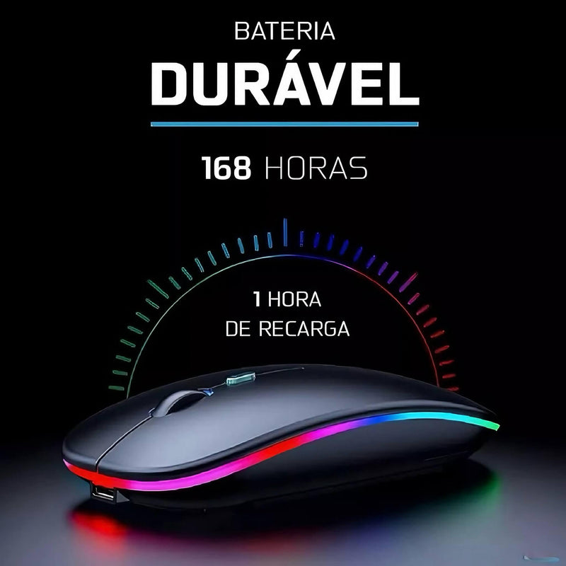 Mouse Sem Fio Recarregável LED