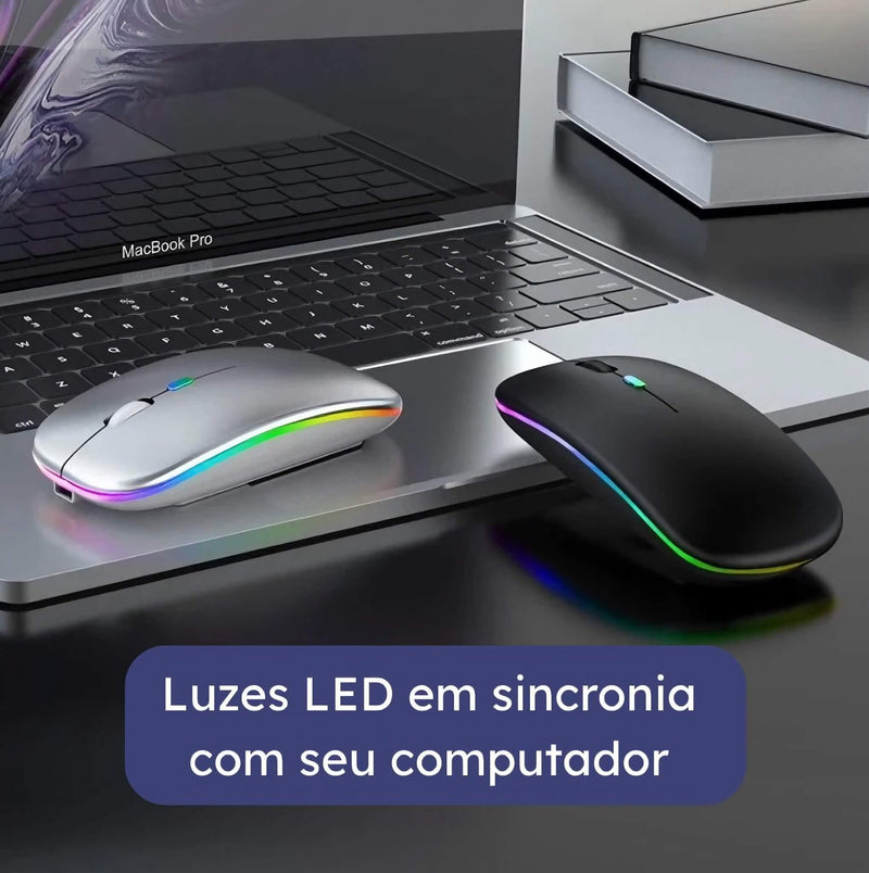 Mouse Sem Fio Recarregável LED